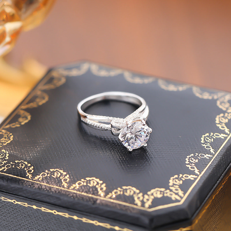 Sparkle 3.0ct bowknot Design  Moissanite Engagement Ring shine of diamond