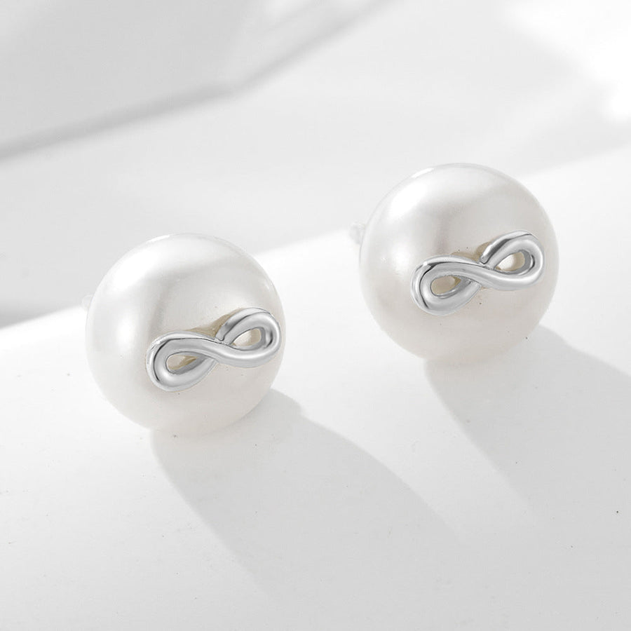 Infinity Pearls Sterling Silver Stud Earrings Carly Jewelry
