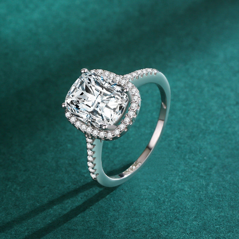 3ct Radiant Cut Halo Engagement Ring in Sterling Silver Shine of Diamond