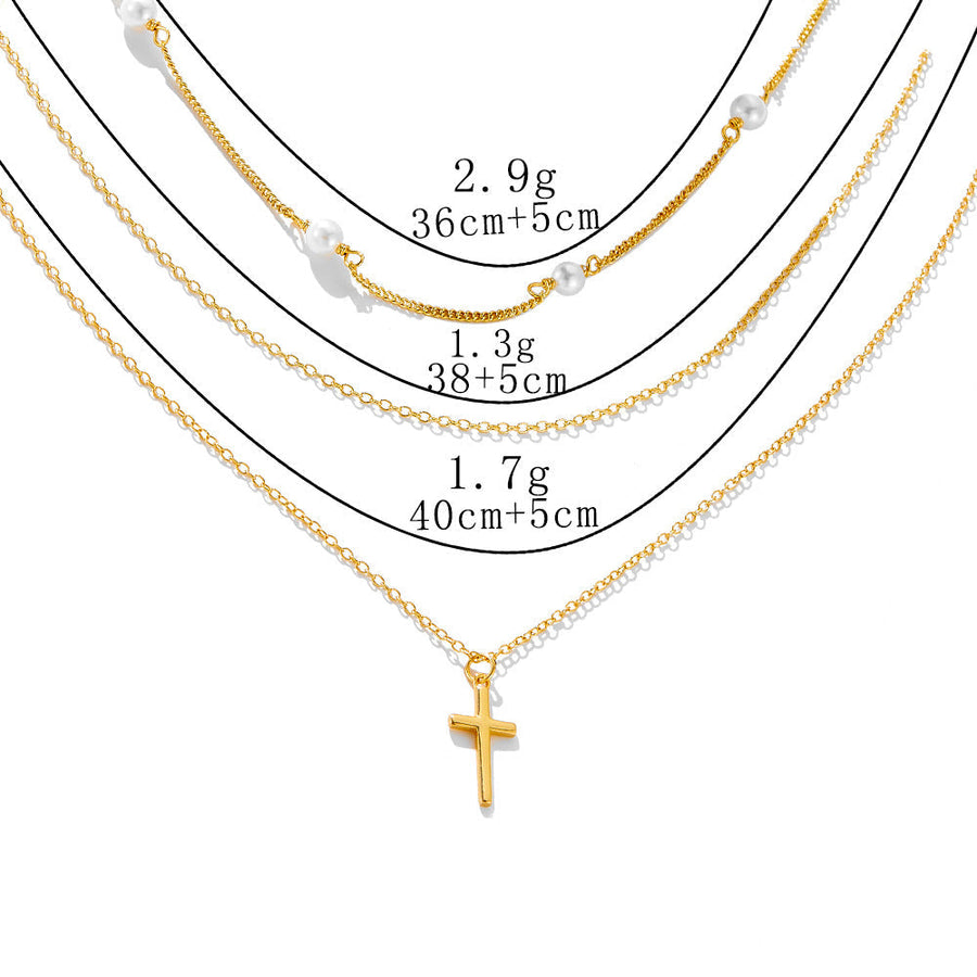 Vintage Layered Sterling Silver Necklace in Golden Color shine of diamond