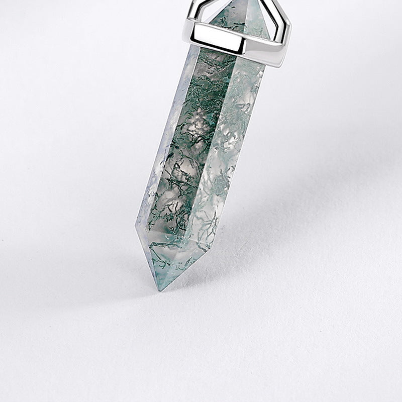 Green Moss Agate Warhead Design Sterling Silver Necklace Carly Jewelry