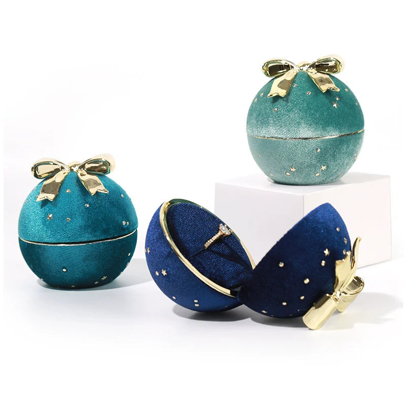 Romantic Spherical Bow-knot Jewelry Box for Ring and Necklace Shine of Diamond