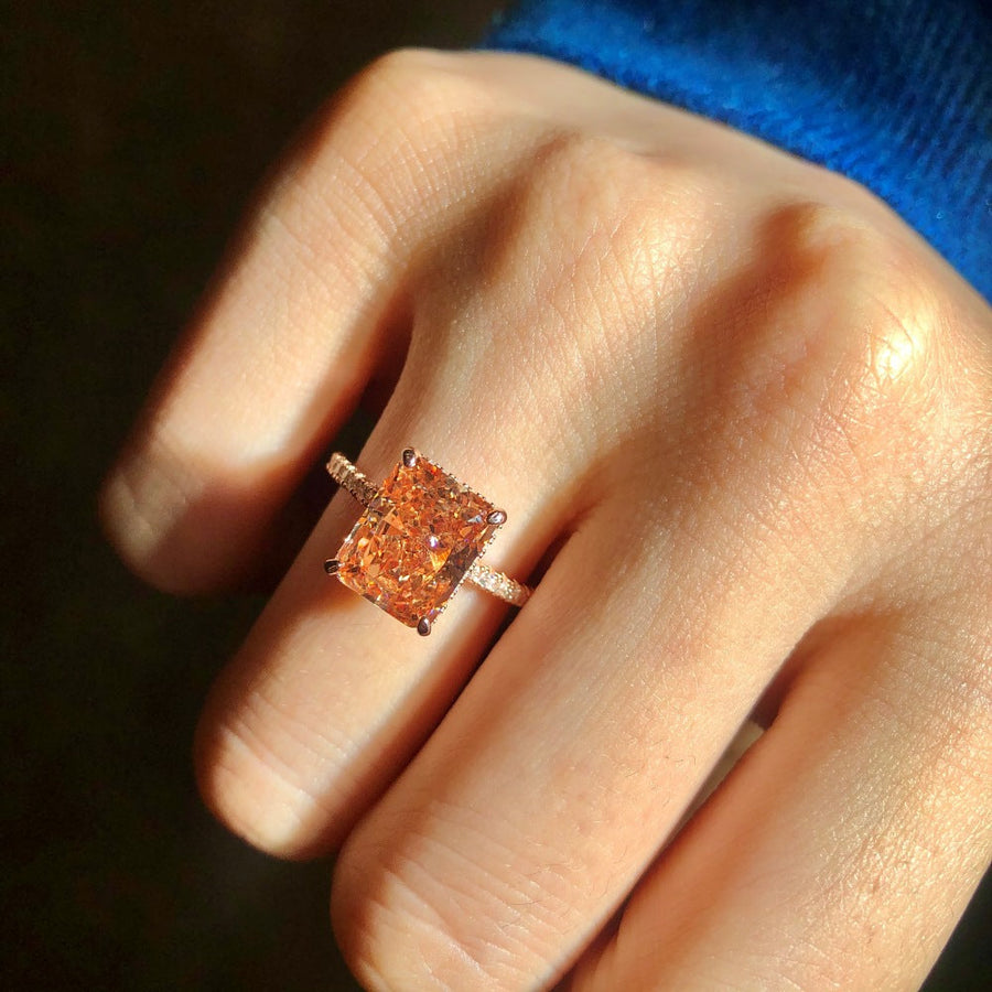 Elegant Rose Golden Engagement Ring in 925 Sterling Silver shine of diamond