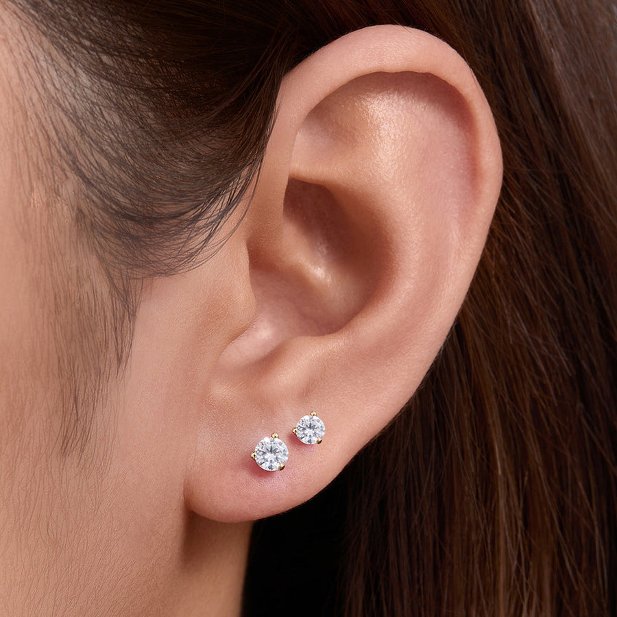3 Prog Stud Earrings in Sterling Silver Shine of Diamond
