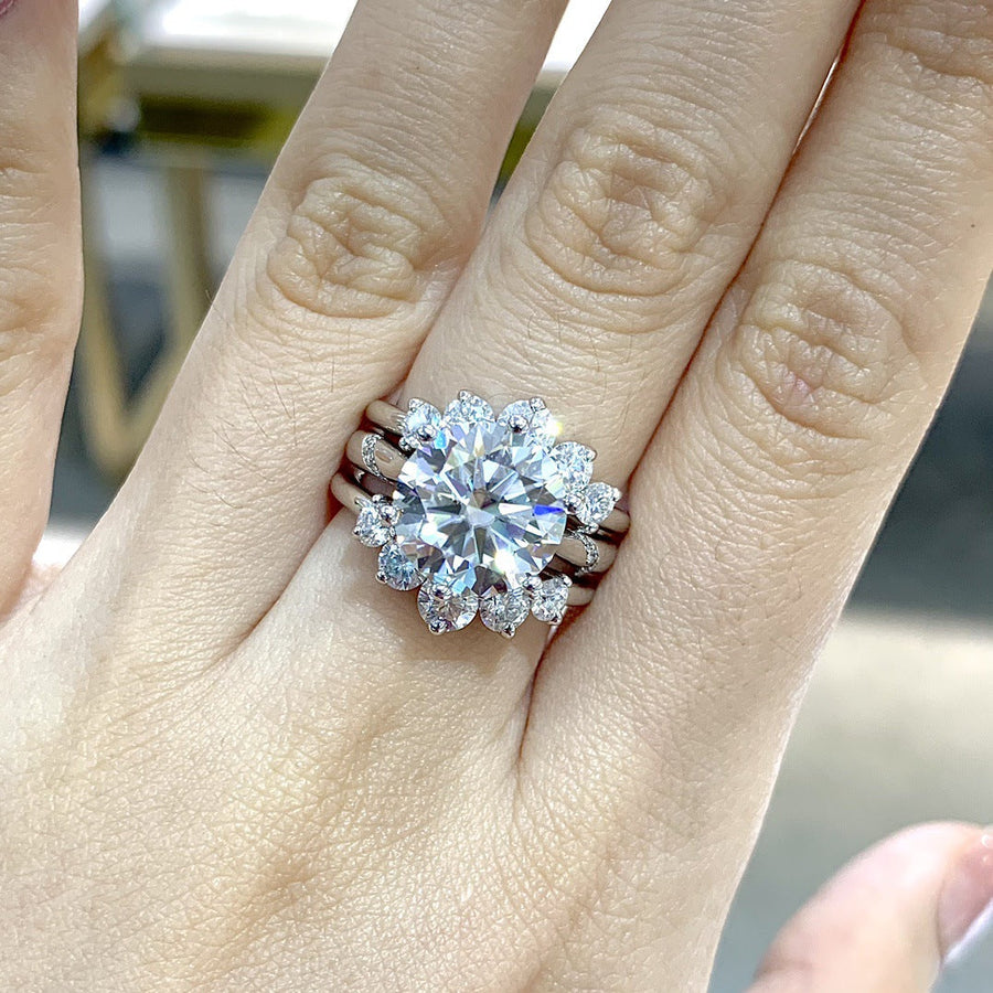 V Shape Moissanite Stackable Band in Sterling Silver shine of diamond