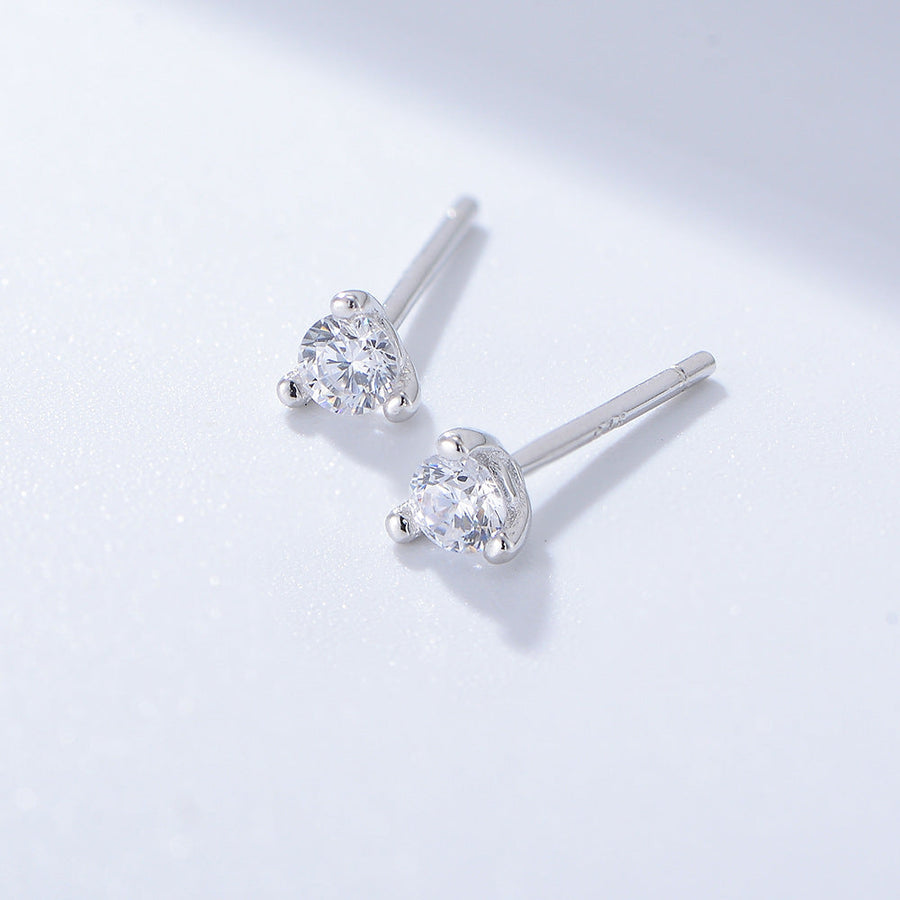 3 Prog Stud Earrings in Sterling Silver Shine of Diamond