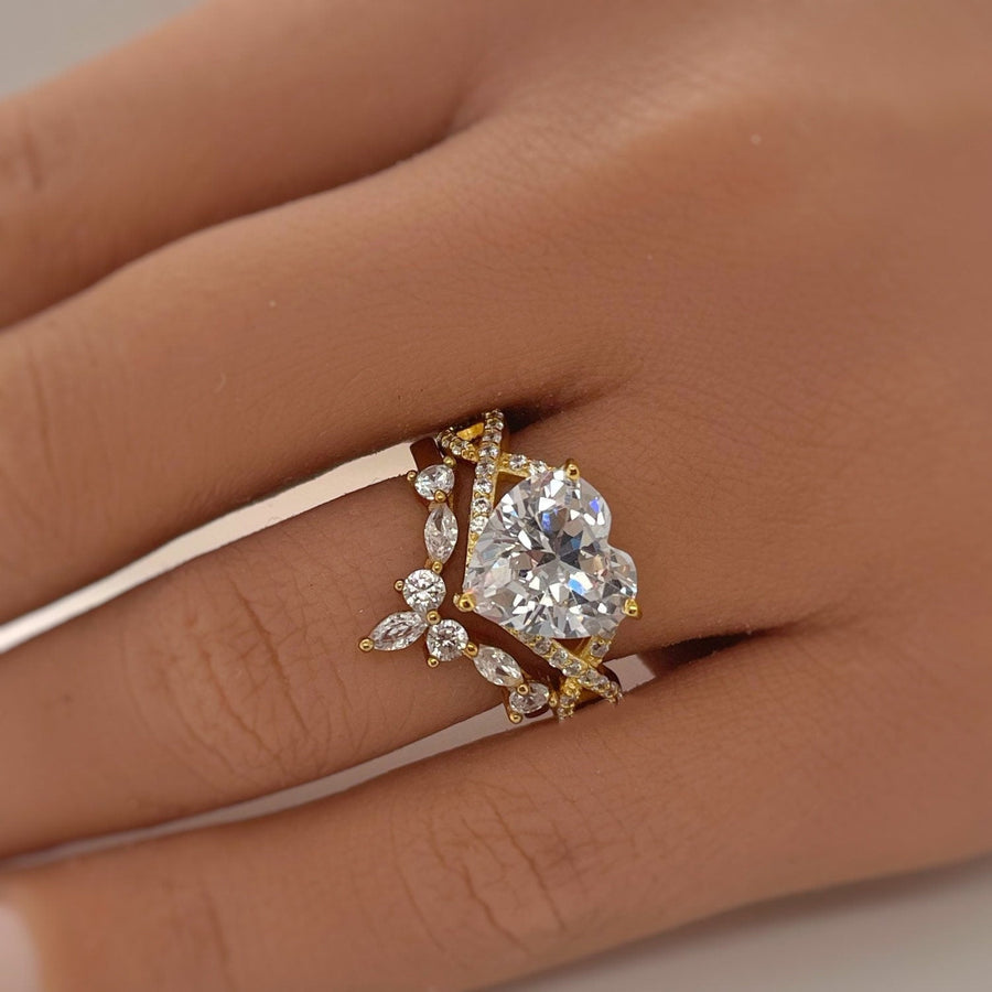 2Pcs 5.0ct Heart Cut Infinity Ring Split Shank Wedding Ring Set in Sterling Silver Shineofdiamond