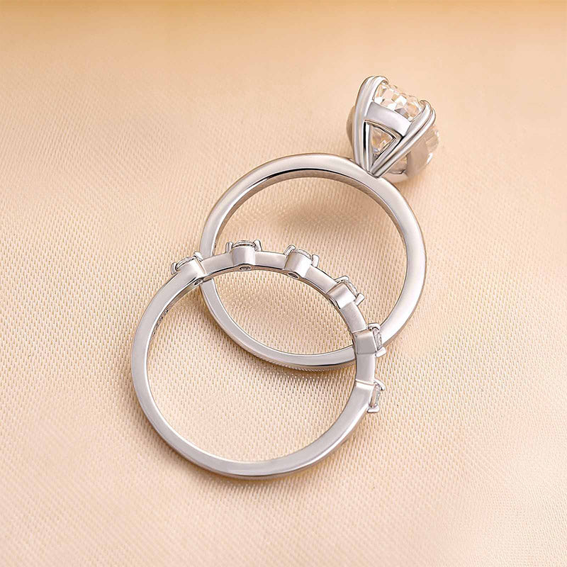 Exquisite Golden Tone Oval Cut Solitaire Bridal Set in Sterling Silver Shineofdiamond