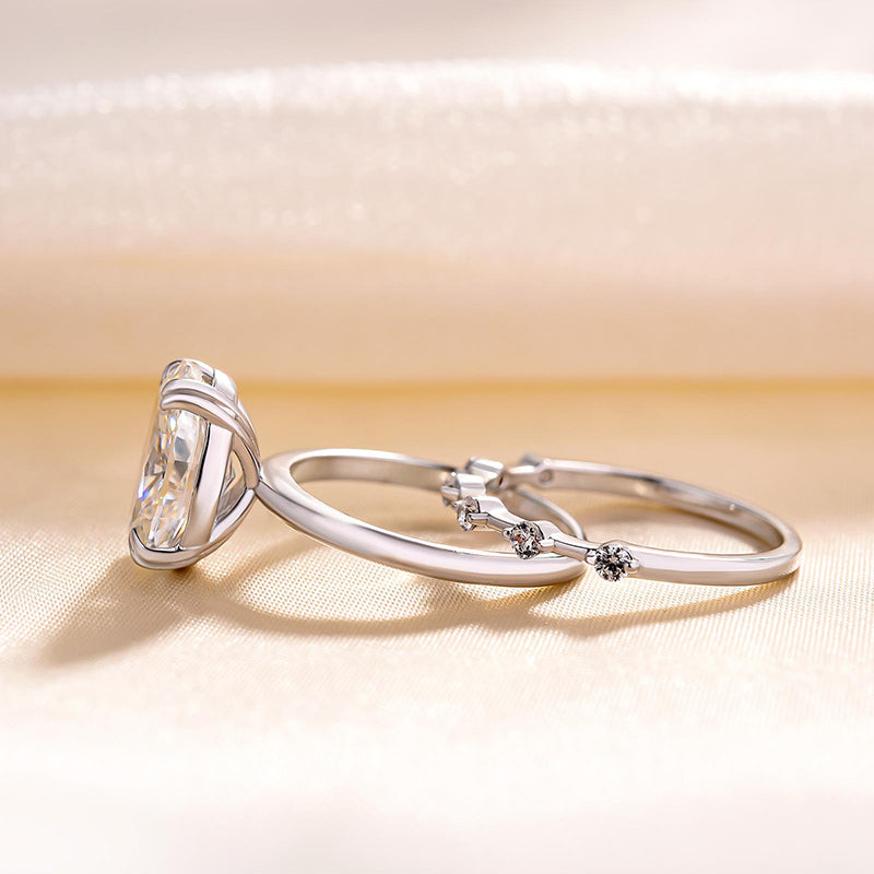 Exquisite Golden Tone Oval Cut Solitaire Bridal Set in Sterling Silver Shineofdiamond