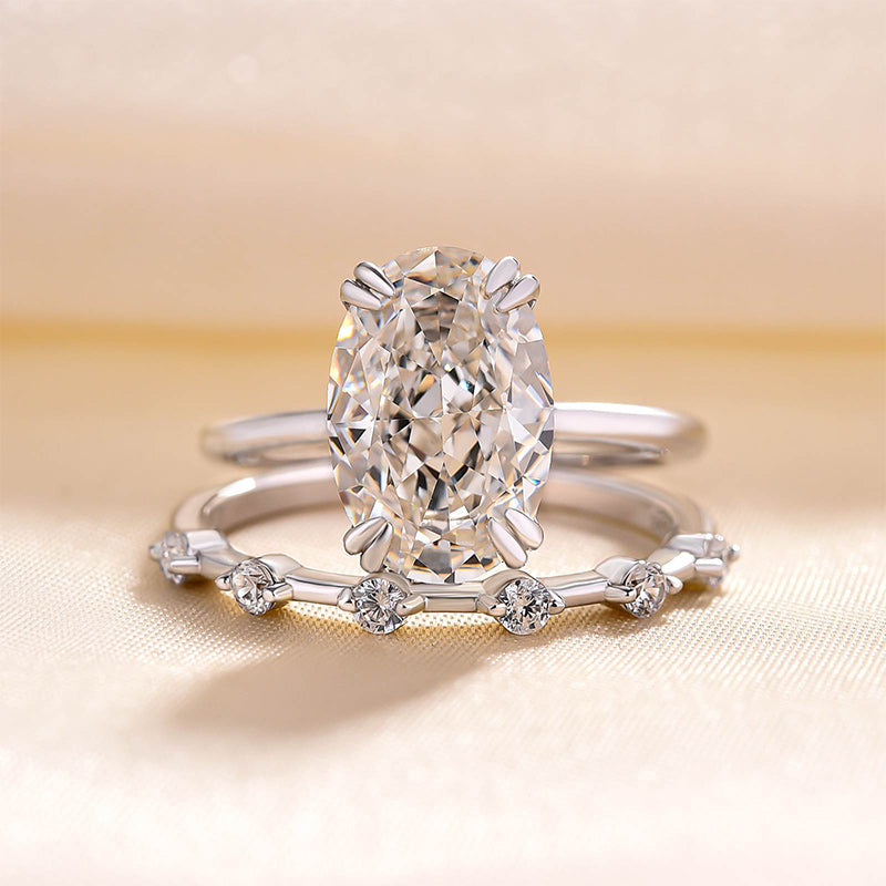 Exquisite Golden Tone Oval Cut Solitaire Bridal Set in Sterling Silver Shineofdiamond