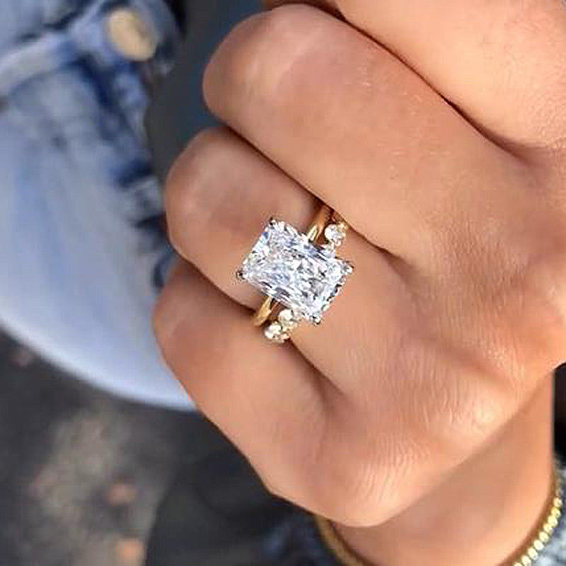 Stunning Radiant Cut Bridal Set In Sterling Silver Shineofdiamond