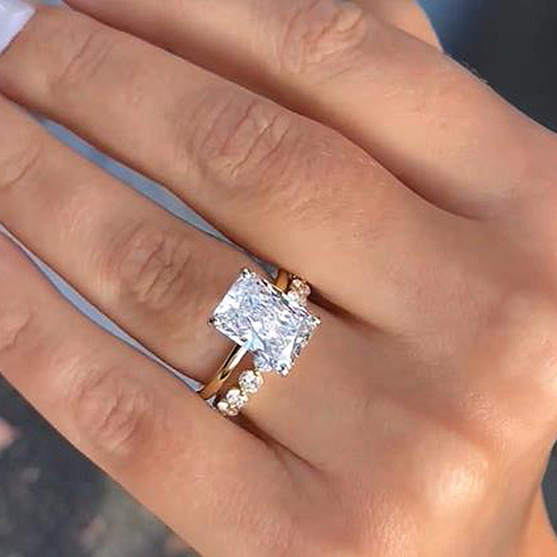 Stunning Radiant Cut Bridal Set In Sterling Silver Shineofdiamond