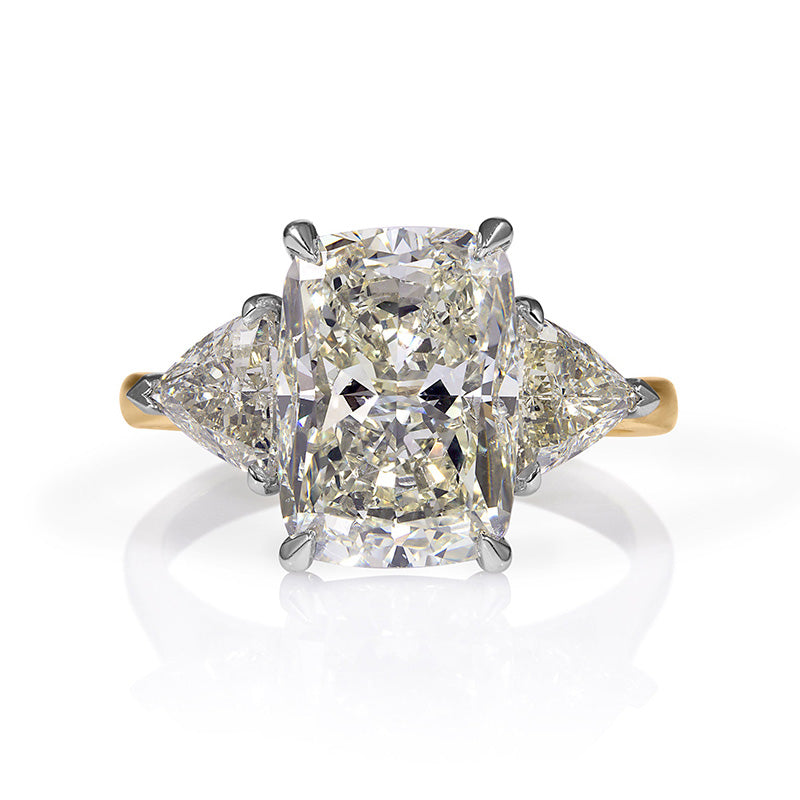 Exclusive Two-Tone Radiant Cut Three Stone Sterling Silver Engagement Ring Shineofdiamond