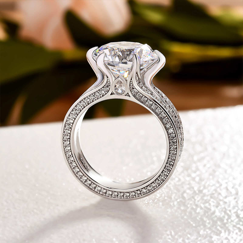 Stunning Round Cut Three Shank Design Sterling Silver Engagement Ring Shineofidamond