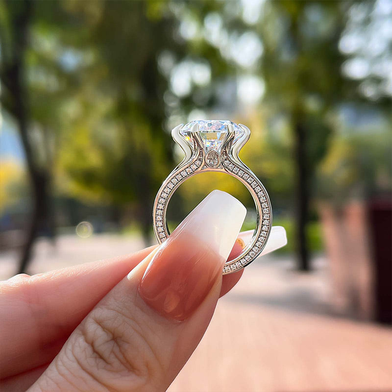 Stunning Round Cut Three Shank Design Sterling Silver Engagement Ring Shineofidamond