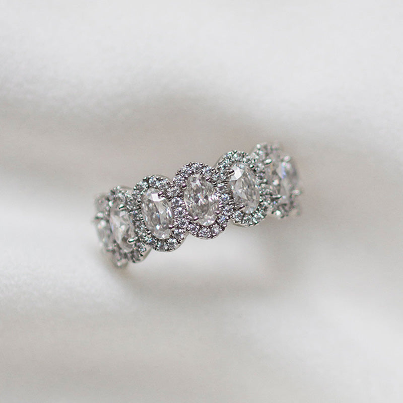 Exquisite Oval Cut Three Stone Wedding Bridal Set In Sterling Silver Shineofdiamond