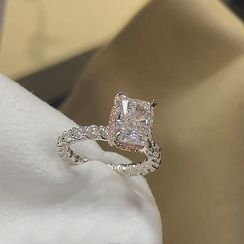 Stunning Radiant Cut Engagement Ring In Sterling Silver Shineofidamond