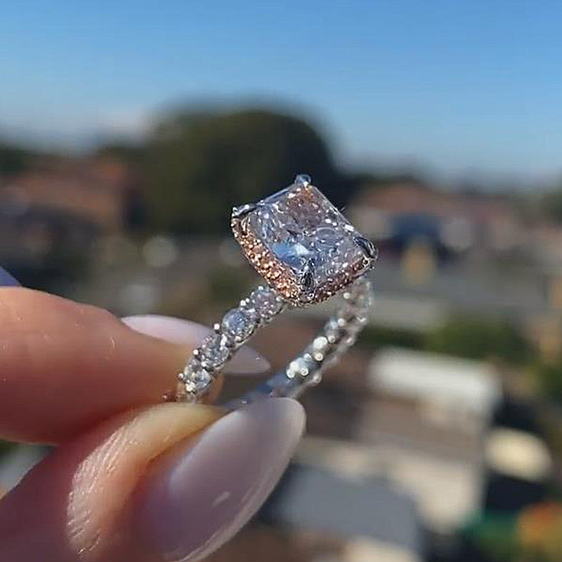 Stunning Radiant Cut Engagement Ring In Sterling Silver Shineofidamond