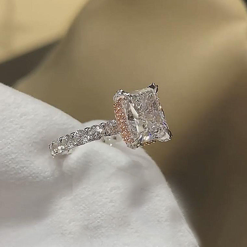 Stunning Radiant Cut Engagement Ring In Sterling Silver Shineofidamond