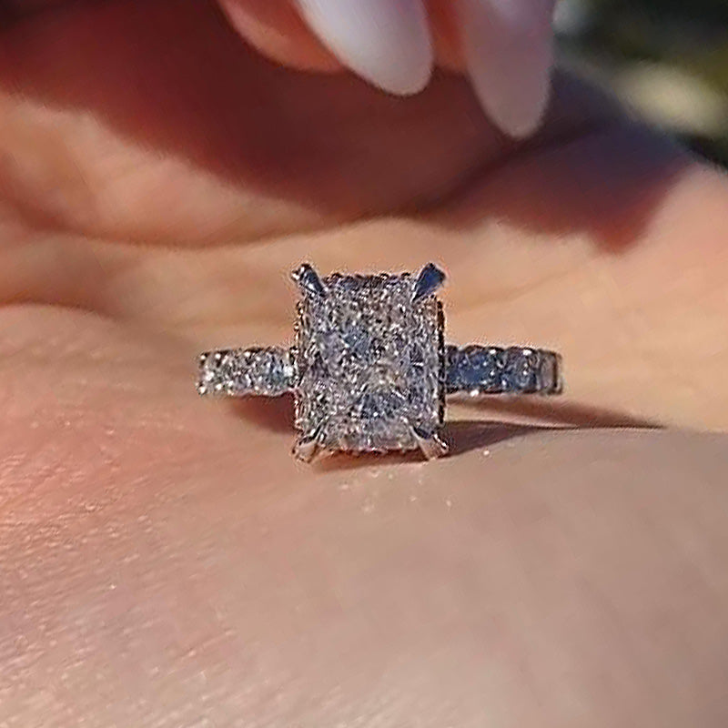 Stunning Radiant Cut Engagement Ring In Sterling Silver Shineofidamond