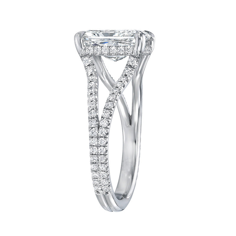 Exquisite Split Shank Radiant Cut Engagement Ring In Sterling Silver Shineofdiamond