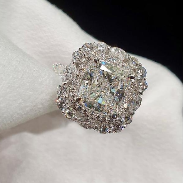 2.0CT Double Halo Cushion Cut Sterling Silver Wedding Bridal Set Shineofdiamond