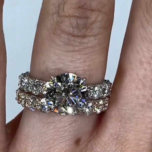 Two Tone Round Cut Wedding Bridal Set In Sterling Silver Shineofidamond