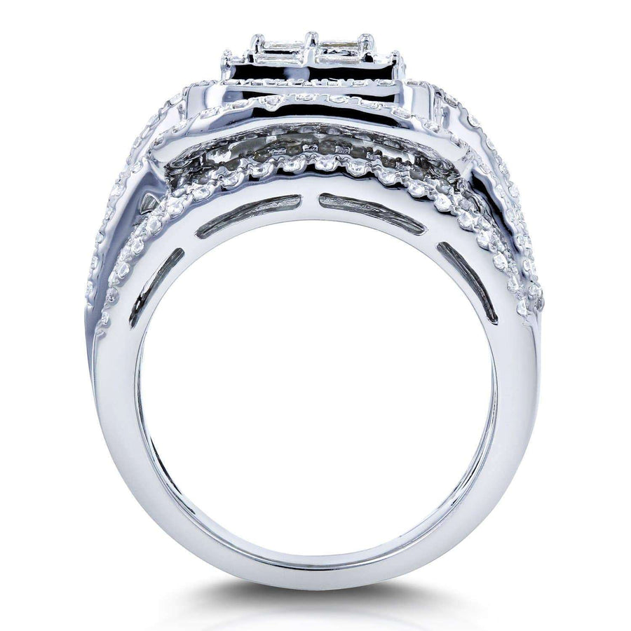 Gorgeous Halo Princess Cut Sterling Silver Wedding Bridal Sets Shineofdiamond