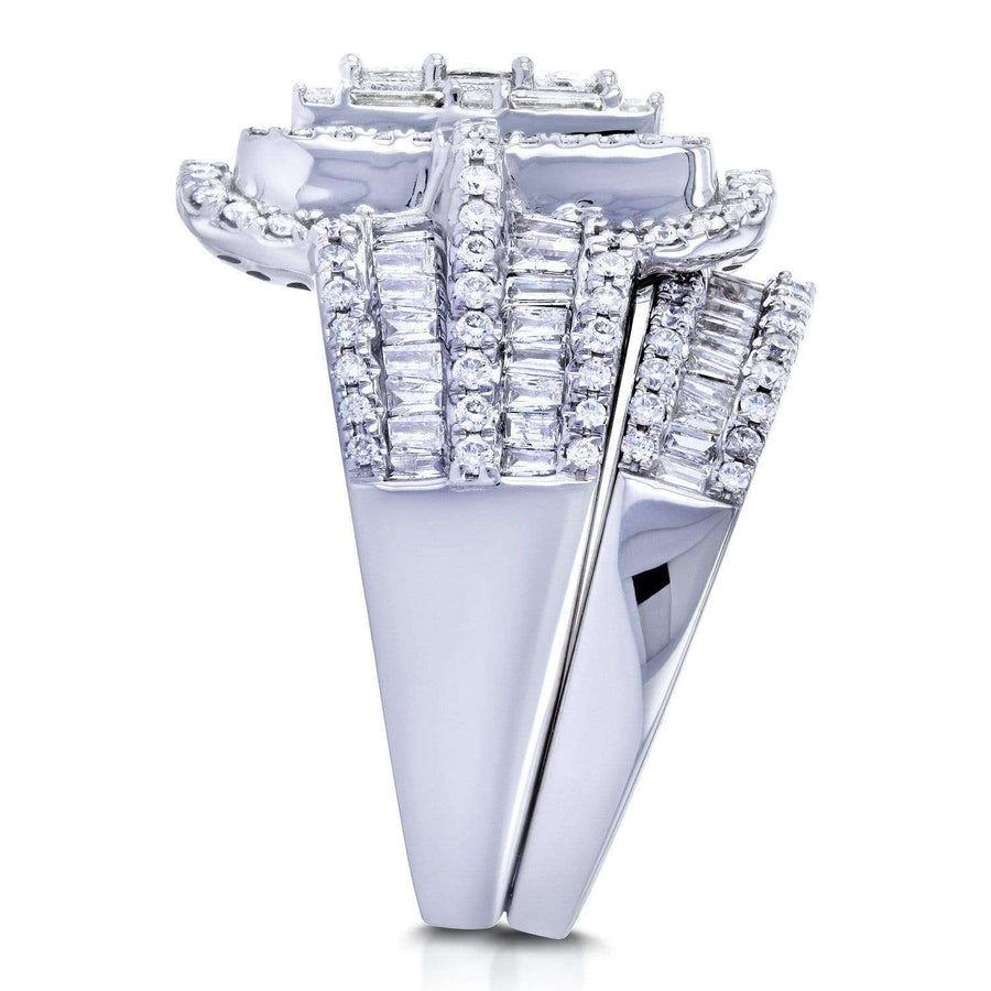 Gorgeous Halo Princess Cut Sterling Silver Wedding Bridal Sets Shineofdiamond