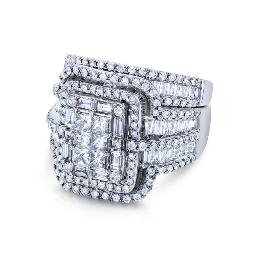 Gorgeous Halo Princess Cut Sterling Silver Wedding Bridal Sets Shineofdiamond
