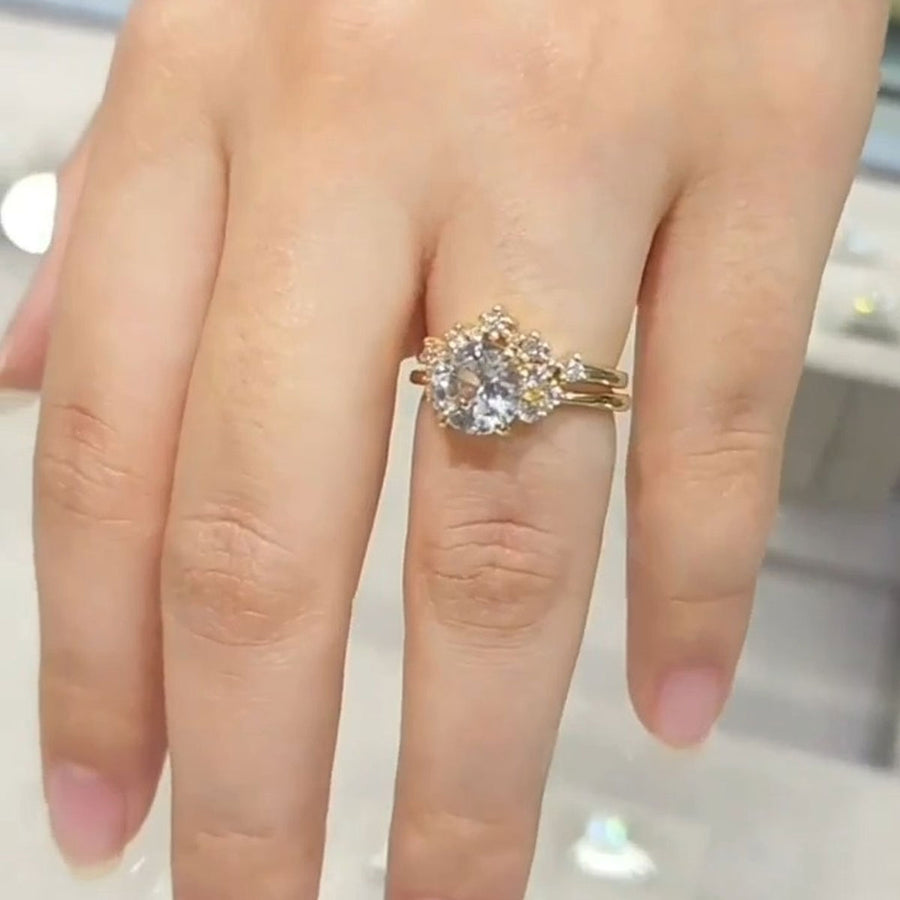 Golden Tone Round Cut Sterling Silver Bridal Set Shineofdiamond