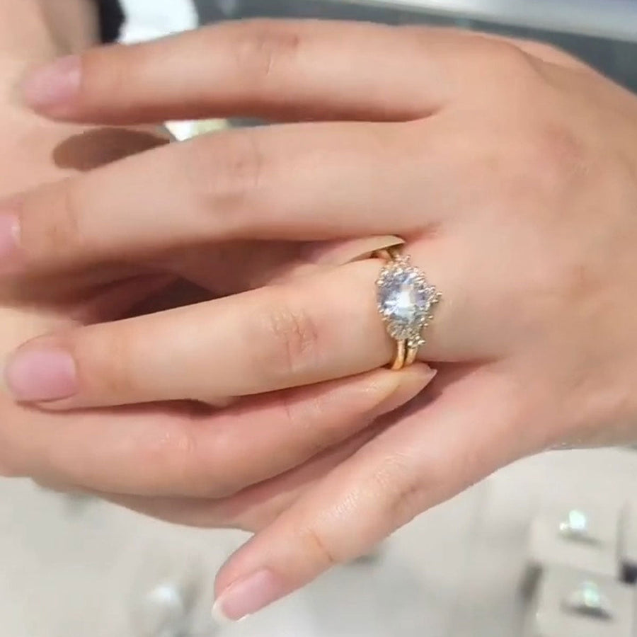 Golden Tone Round Cut Sterling Silver Bridal Set Shineofdiamond