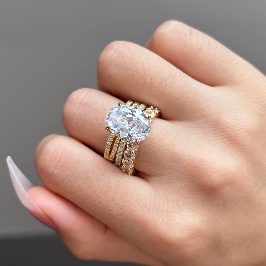 3PC Stunning Golden Tone Bridal Set For Women In Sterling Silver Shineofdiamond