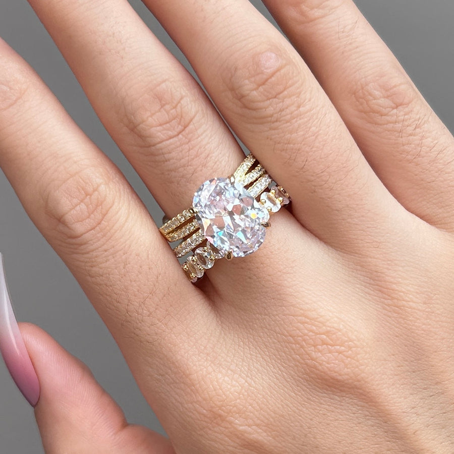 3PC Stunning Golden Tone Bridal Set For Women In Sterling Silver Shineofdiamond