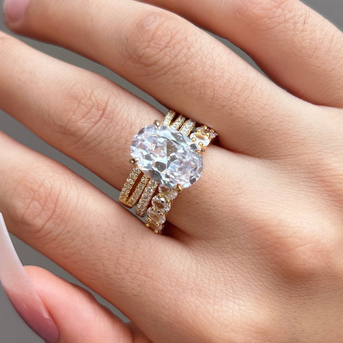 3PC Stunning Golden Tone Bridal Set For Women In Sterling Silver Shineofdiamond
