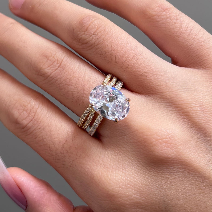 2PC Oval Cut Golden Tone Sterling Silver Bridal Set Shineofdiamond