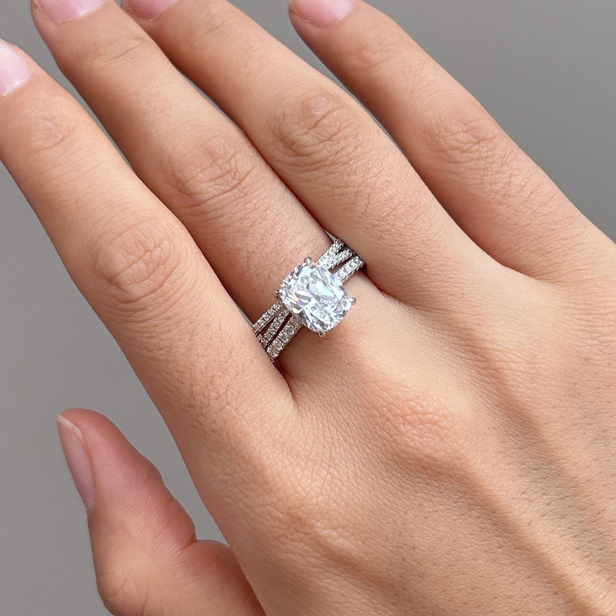 2PC Cushion Cut Bridal Set In Sterling Silver Shineofdiamond