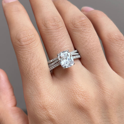 2PC Cushion Cut Bridal Set In Sterling Silver Shineofdiamond