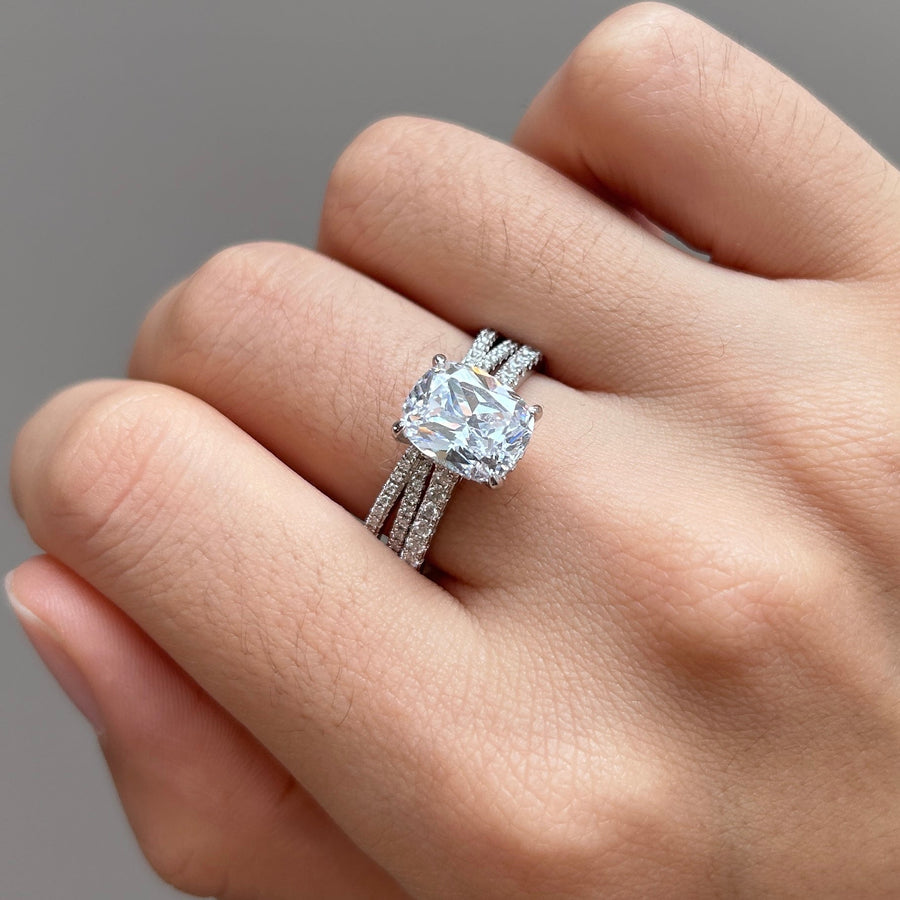 2PC Cushion Cut Bridal Set In Sterling Silver Shineofdiamond