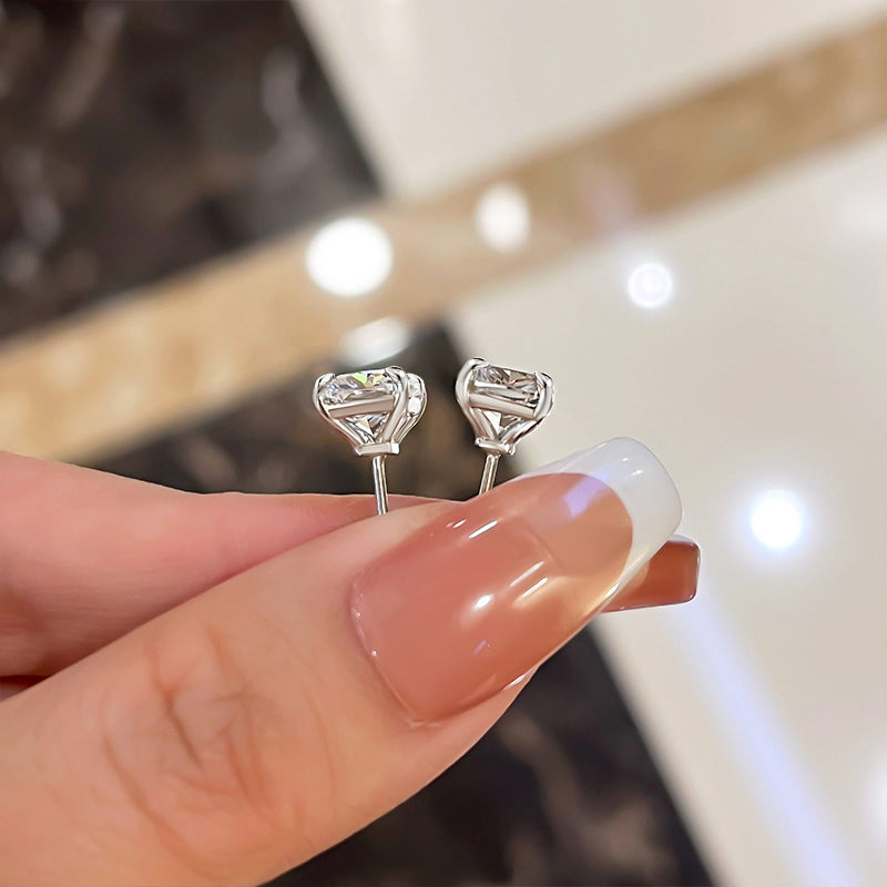Simple Cushion Cut Stud Earrings In Sterling Silver Shineofdiamond