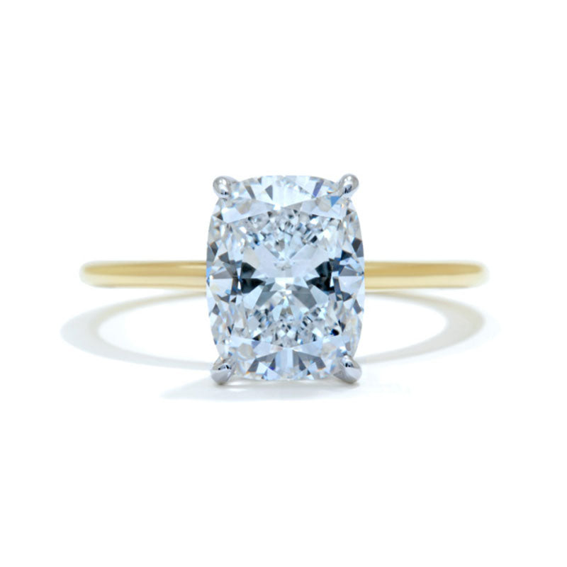 Elegant Elongated Cushion Cut Sterling Silver Engagement Ring With Hidden Halo shineofdiamond