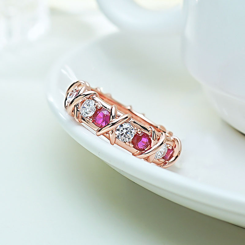 X-Shape Two Tone Sterling Silver Wedding Band shineofdiamond