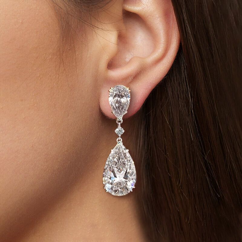 Pear Cut Sterling Silver Drop Earrings Shineofdiamond