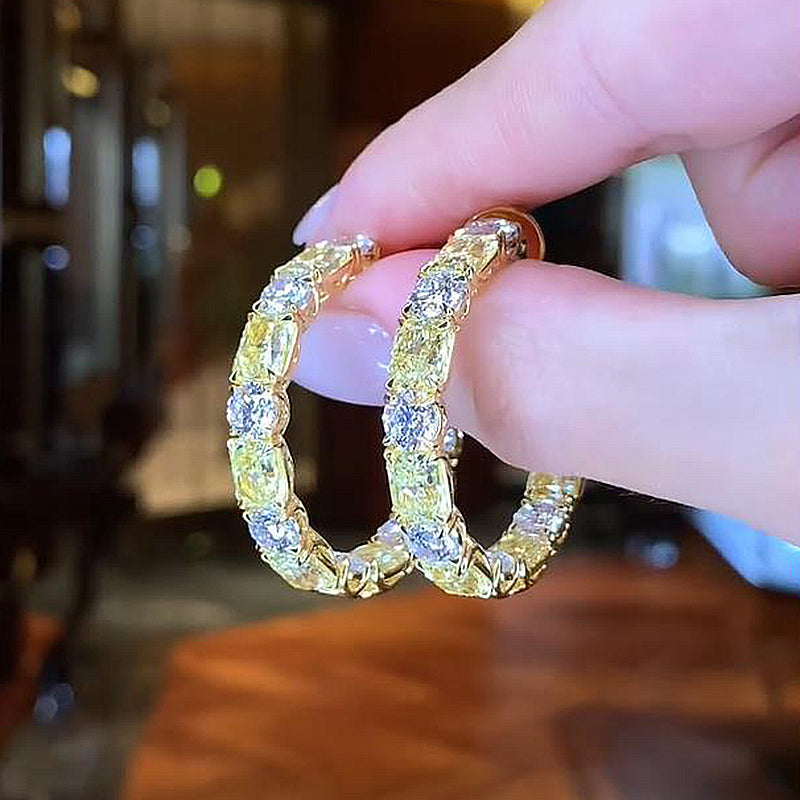 Cushion & Round Cut Hoop Earrings In Sterling Silver Shineofdiamond