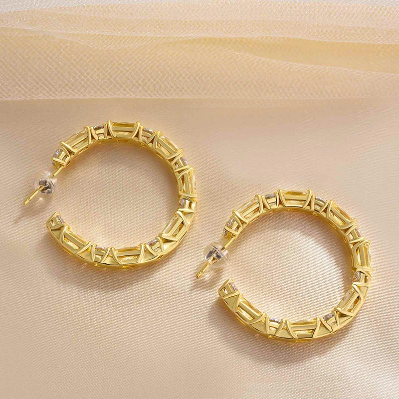 Cushion & Round Cut Hoop Earrings In Sterling Silver Shineofdiamond