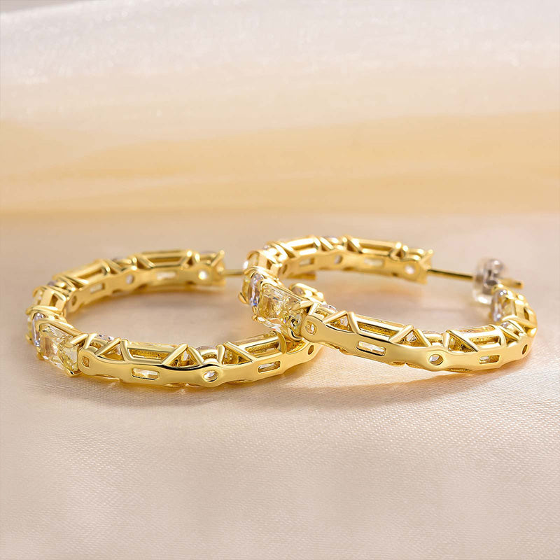 Cushion & Round Cut Hoop Earrings In Sterling Silver Shineofdiamond