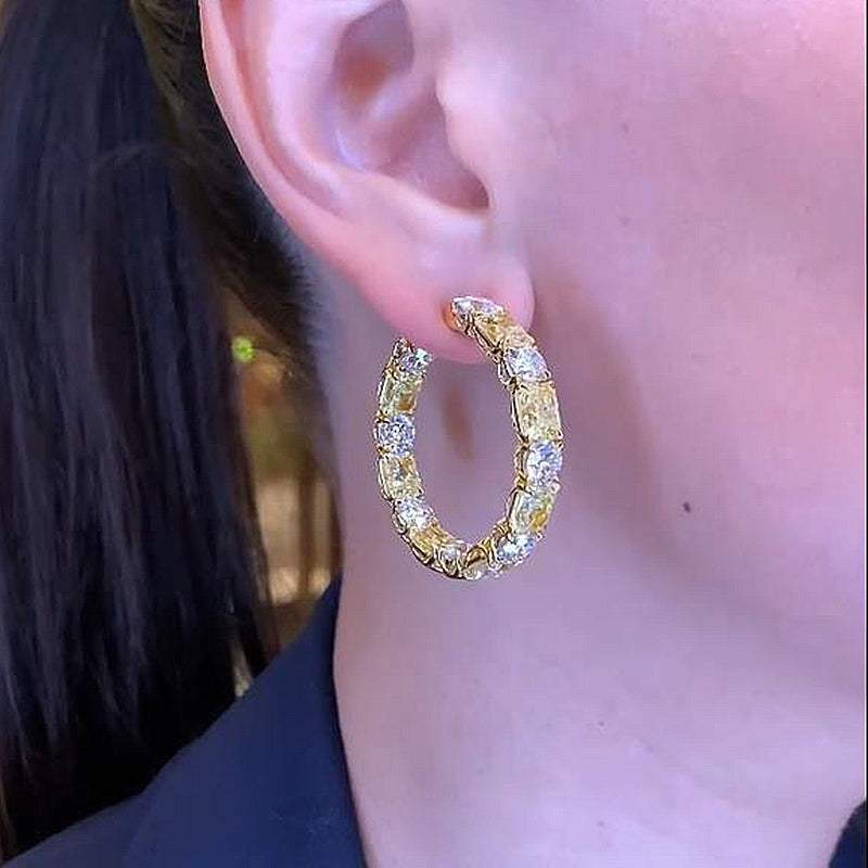 Cushion & Round Cut Hoop Earrings In Sterling Silver Shineofdiamond