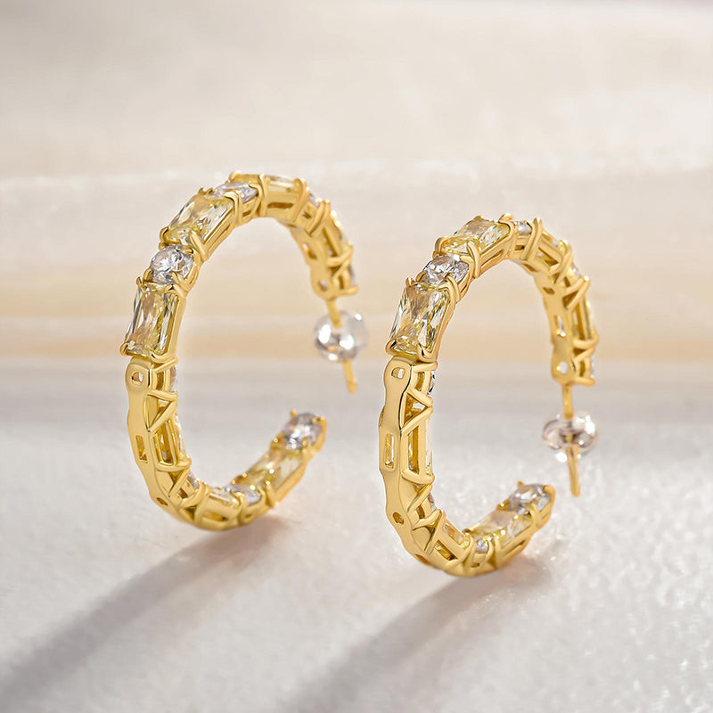 Cushion & Round Cut Hoop Earrings In Sterling Silver Shineofdiamond