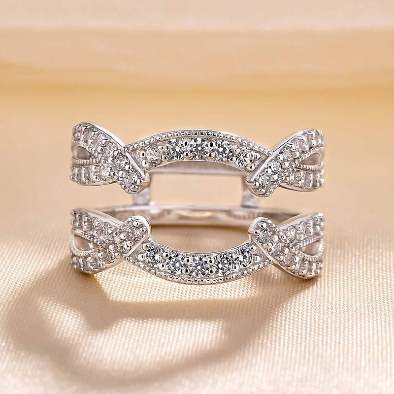 Oval Cut Halo Bridal Set Ring Insert In Sterling Silver shineofdiamond