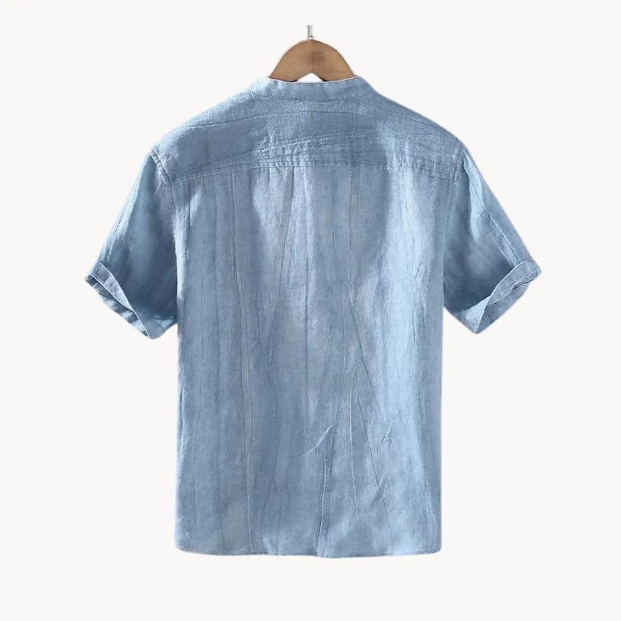 Ocean Blue Pure Linen Button-Down - Shirt CAAYWORLD